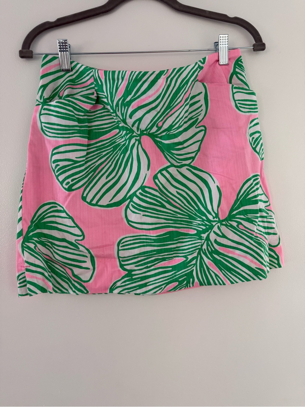 Lilly Pulitzer Pink Mini Skirt with Green Tropical Print